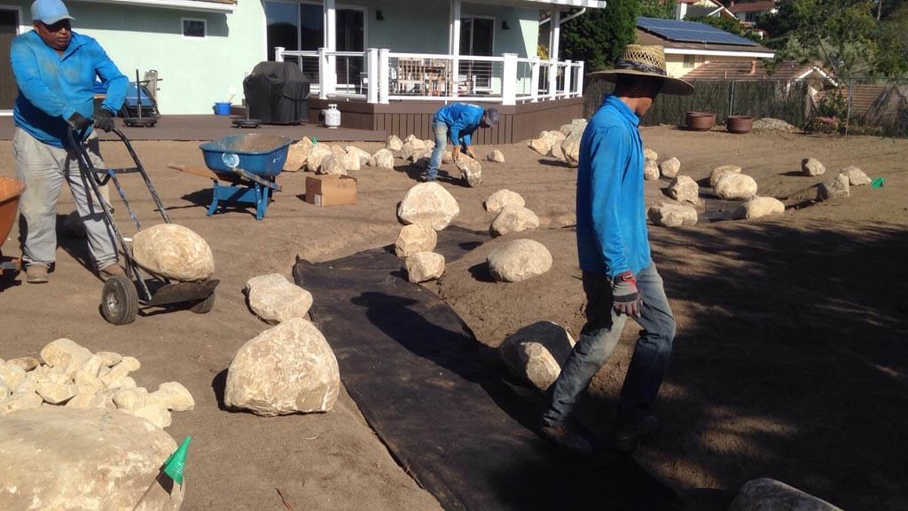 Dry River Bed landscape Designed Project | Landscapers Santa Barbara