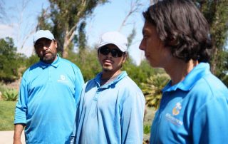 Checking the irrigation system repairs the team did.